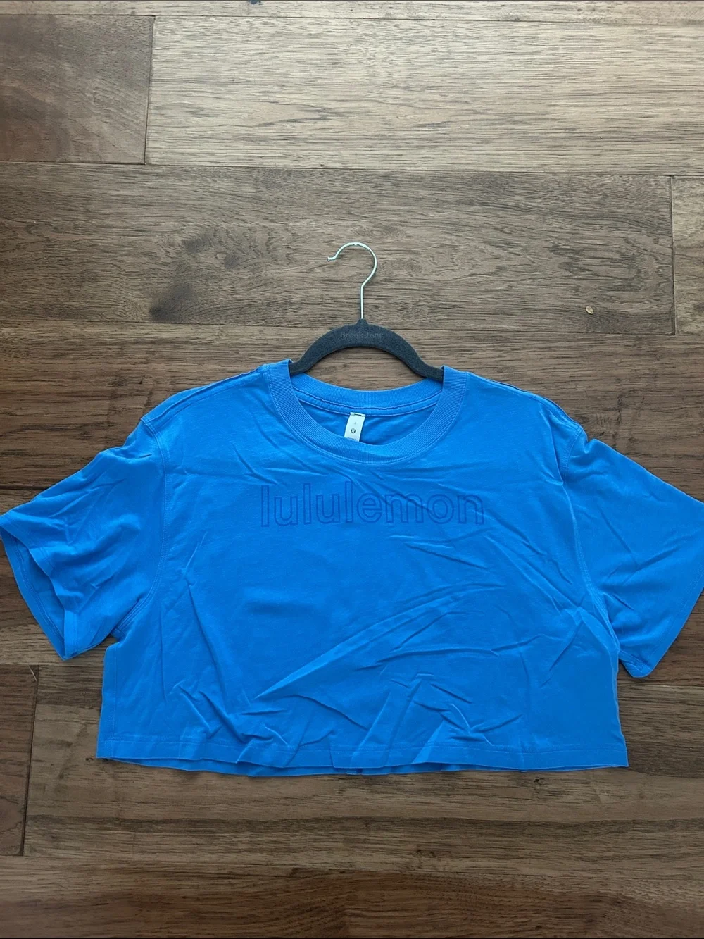 lululemon athletica Blue Cropped Logo Tee